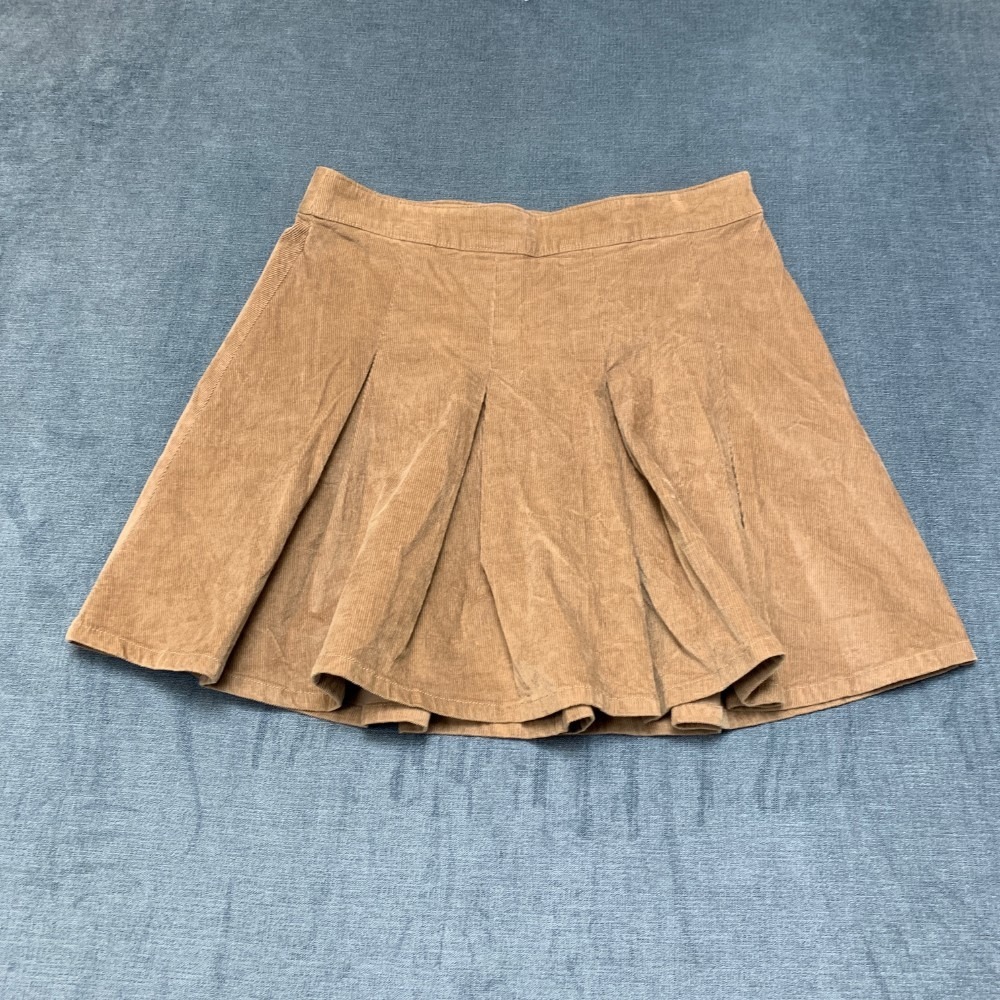 Hollister Ultra High Rise A-Line Skirt Womens Medium Brown Corduroy Pleated